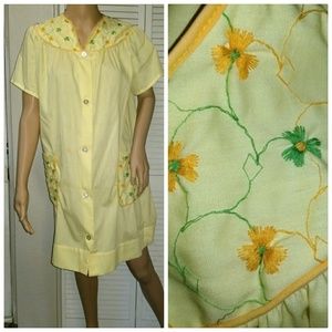 Authentic 1970s canary yellow house dress